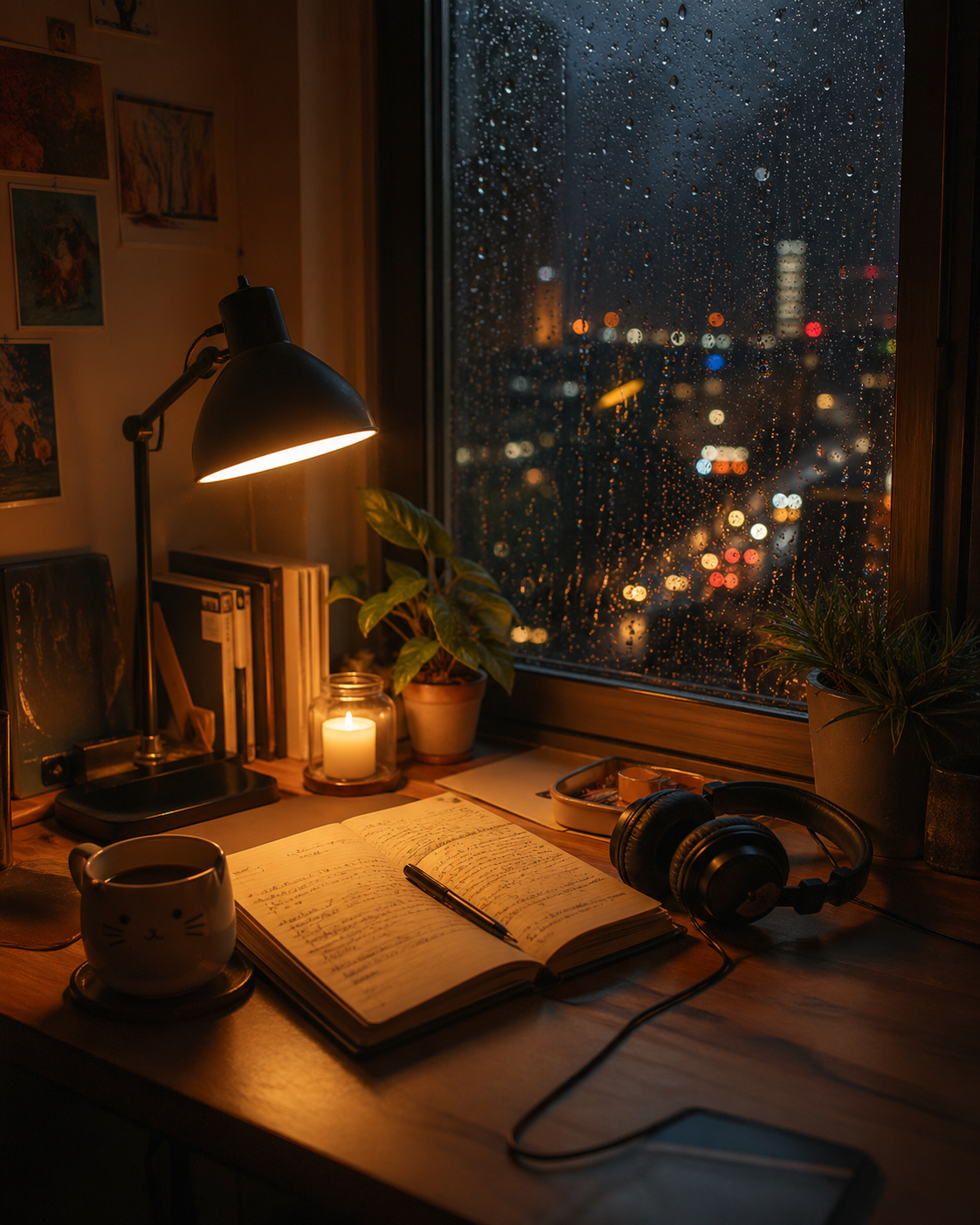 Lo-Fi Rainy Room Wallpaper preview